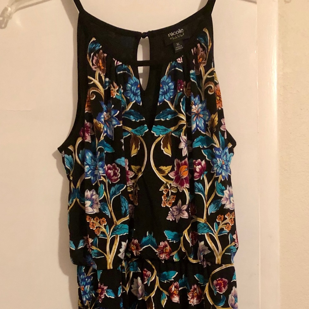 NWOT Nicole Miller Black With Floral Dress Size XL